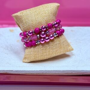 Pink Beaded Bracelet Set- Valentine’s Day!